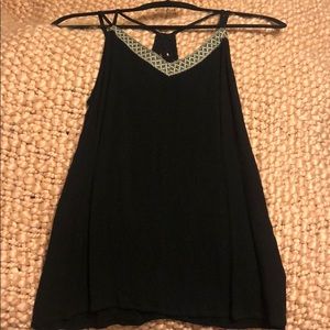 Black spaghetti strap tank with Aztec accents